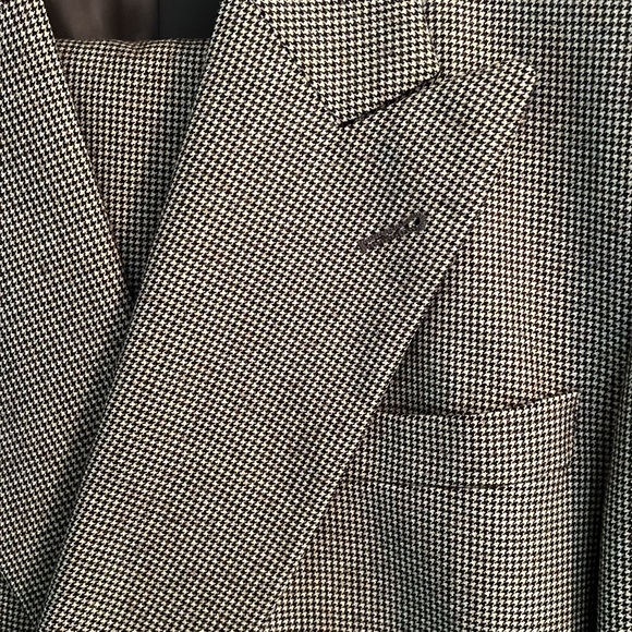 Men’s vintage double breasted jacket.  Micro houndstooth wool - Picture 2 of 8